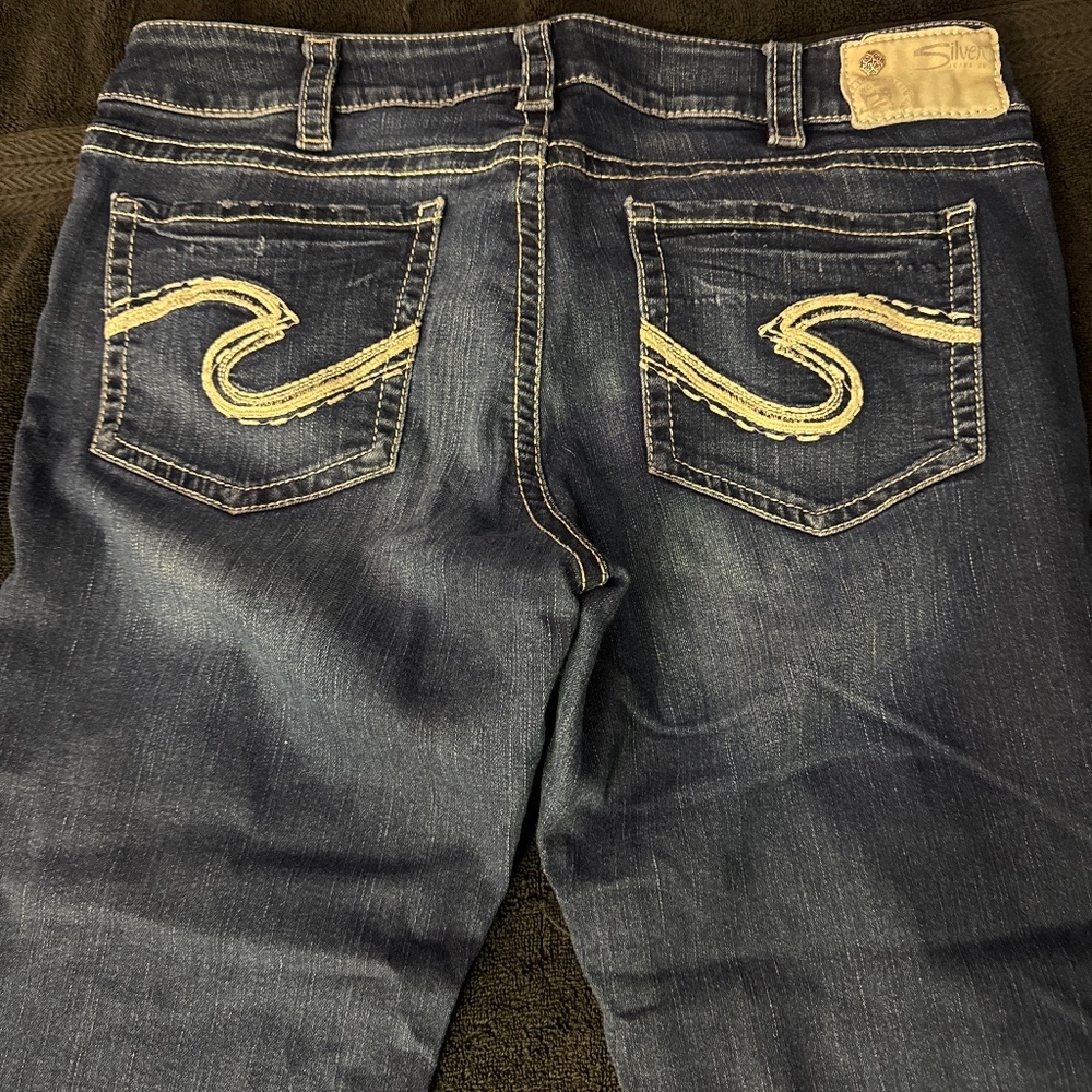 Silver straight leg crop jeans